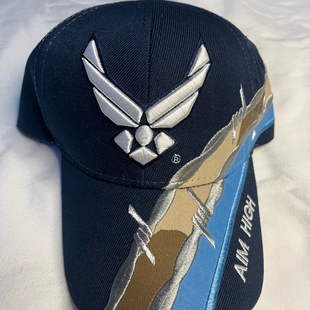Navy Blue Cap with Silver and Gold Accents